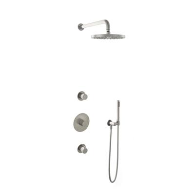 Hotbath Buddy - Inbouw Regendoucheset - 2 Stopkranen - Thermostatisch - Wandarm 35 cm - Hoofddouche 250 mm - Staafhanddouche - Waterbesparend - V02