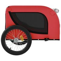 Hondenfietstrailer oxford stof en ijzer rood en zwart - thumbnail