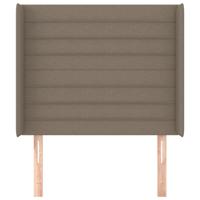 Hoofdbord met randen 83x16x118/128 cm stof taupe - thumbnail