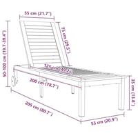 Ligstoel 1-persoon Bruin 207 x 58 x 35cm Massief acaciahout - thumbnail