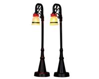 Lemax bell ornament lamp post s/2 verlichte straatlantaarn 2015 - thumbnail