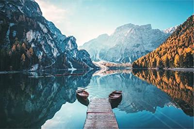 Fotobehang - Meer Lago di Braies Italië, premium print, inclusief behanglijm