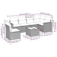 7-delige Loungeset met kussens poly rattan beige - thumbnail