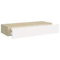 Wandschappen 2 st met lade 60x23,5x10 cm MDF eikenkleurig wit - thumbnail