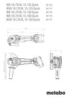 Metabo WVB 18 LTX BL 15-125 Quick 601731840 Haakse accuslijper 125 mm Brushless, Incl. koffer, Zonder accu, Zonder lader 18 V - thumbnail
