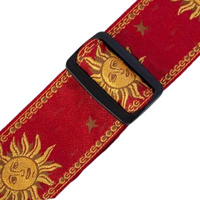 Levys Leathers MPJG-SUN-RED geweven gitaarband met print - rood met zon