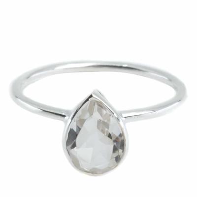 Edelsteen Ring Bergkristal - 925 Zilver - Peervorm (Maat 17) Edelsteen Ring Bergkristal - 925 Zilver - Peervorm (Maat 17)
