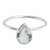 Edelsteen Ring Bergkristal - 925 Zilver - Peervorm (Maat 17) - thumbnail