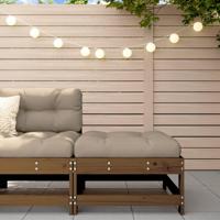 Tuinvoetenbank met kussen massief grenenhout honingbruin - thumbnail