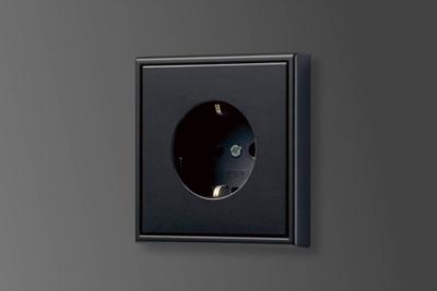 JUNG LS990 stopcontact mat zwart grafiet design jaren 60 nu in een mooie nieuwe kleur excl afdekraam