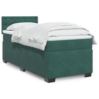 Boxspring met matras fluweel donkergroen 90x200 cm - thumbnail