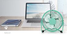 Metalen Miniventilator | Diameter 10 cm | USB-Voeding | Turquoise