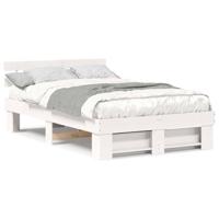 Bedframe met hoofdeinde Wit 120 x 190 cm Massief grenenhout - thumbnail