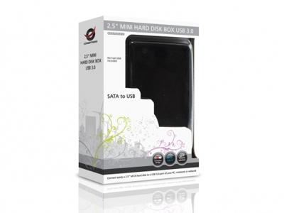 Conceptronic 2,5 Harddisk Box Mini USB 3.0 Stroomvoorziening via USB