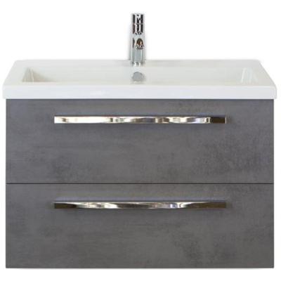 Seville Badmeubelset 80 cm - Beton Antraciet - Keramische Wastafel Wit Djazz