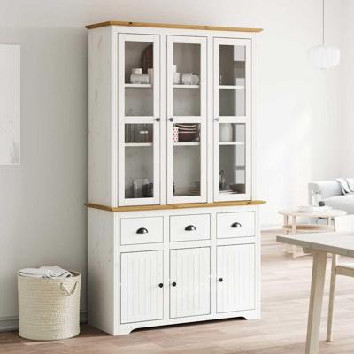 Hoge kast BODO 115,5x43x200,5 cm grenenhout wit en bruin
