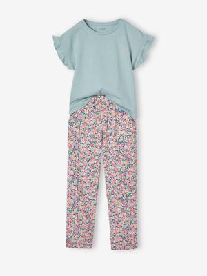 Meisjesset met shirt en broek grijsblauw Meisjesset met shirt en broek grijsblauw