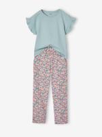 Meisjesset met shirt en broek grijsblauw - thumbnail