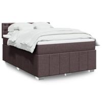 Boxspring met matras stof donkerbruin 200x200 cm - thumbnail
