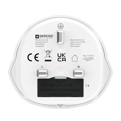 SKROSS World to UK reisadapter – universele stekkeradapter van wereld naar UK type G, 7 A, 100 – 250 V – voor laptop, haardroger en elektronica – compact en veilig SKROSS World to UK reisadapter – universele stekkeradapter van wereld naar UK type G, 7 A, 100 – 250 V – voor laptop, haardroger en elektronica – compact en veilig