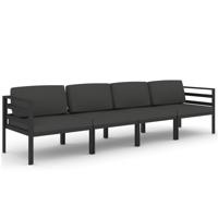 4-delige Loungeset met kussens aluminium antracietkleurig - thumbnail