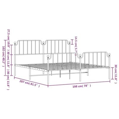 Bedframe met hoofd- en voeteneindemetaal wit 193x203 cm