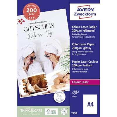 Avery-Zweckform Premium Laser Papier hochglänzend 2798 Laserprintpapier DIN A4 200 g/m² 100 vellen Wit