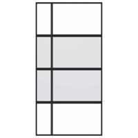VidaXL Schuifdeur 102,5x205 cm gehard glas en aluminium zwart - thumbnail