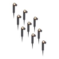 Set van 9 Pinero LED prikspots - GU10 4 Watt 345 lumen - Dimbaar - Kantelbaar - 2700K warm wit - IP65 Waterdicht - Zwart - Tuinspots - thumbnail