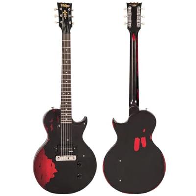 Vintage V120 ICON Distressed Black over Cherry Red elektrische gitaar Vintage V120 ICON Distressed Black over Cherry Red elektrische gitaar