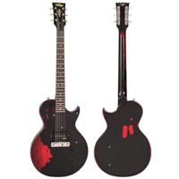 Vintage V120 ICON Distressed Black over Cherry Red elektrische gitaar - thumbnail