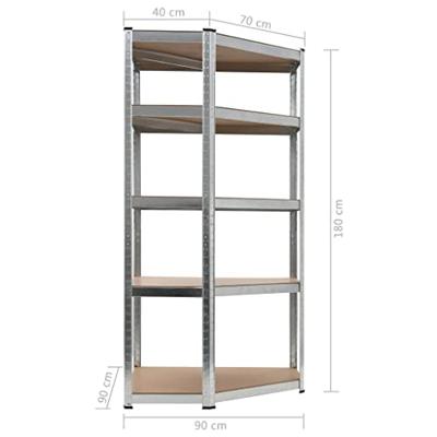 Opbergrek 90x90x180 cm staal en MDF zilverkleurig - thumbnail