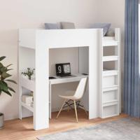 Loft Bedframe met Bureau Wit 100 x 200 cm Bewerkt hout - thumbnail