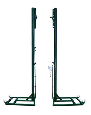 SET OF PORTABLE METAL VOLLEYBALL POSTS, ADJUSTABLE TO TENNIS