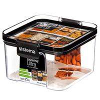 Sistema Voorraaddoos Tritan Vierkant 460 ml Transparant/Zwart - thumbnail