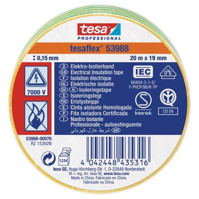 tesa 53988-00076-00 Isolatietape tesa Professional Geel, Groen (l x b) 20 m x 19 mm 1 stuk(s)