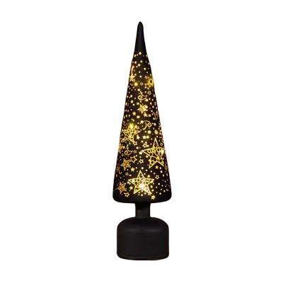 Kerstboompje glas led draaiend dia. 10x39 cm zwart/goud Anna's Collection - Annas collection
