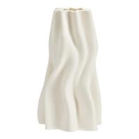 3D-geprinte vaas van keramiek, wit (B/H/D) 12x22x10cm alleen voor droogbloemen - thumbnail