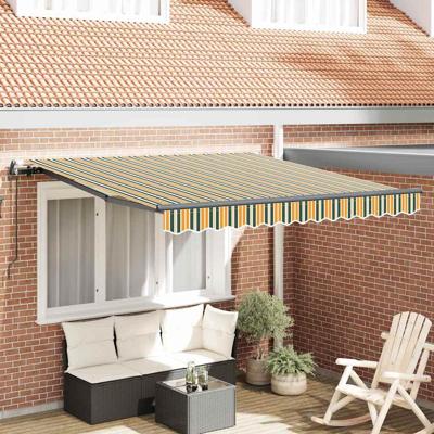 VidaXL Inklapbaar zonnescherm groen en geel 350 x 250 cm