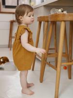 Combishort voor baby's van twee materialen karamel - thumbnail