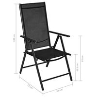 VidaXL Opklapbare stoelen, 4 stuks, aluminium en textiel, zwart. - thumbnail