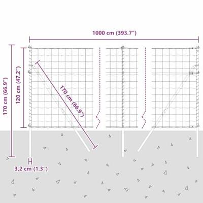 VidaXL Hek met paal groen 1,2 x 10 m staal