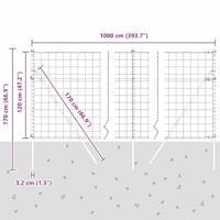 VidaXL Hek met paal grijs 1,2 x 10 m staal - thumbnail