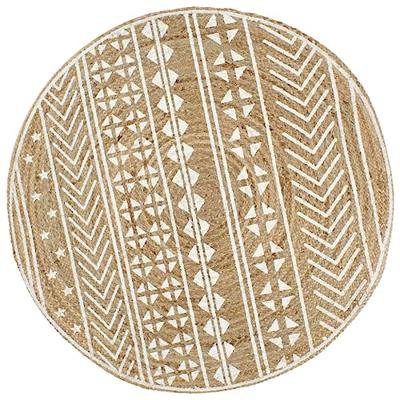 VidaXL Vloerkleed handgemaakt met witte print 120 cm jute