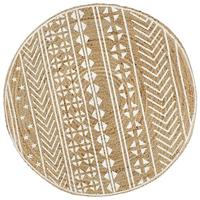 VidaXL Vloerkleed handgemaakt met witte print 120 cm jute - thumbnail