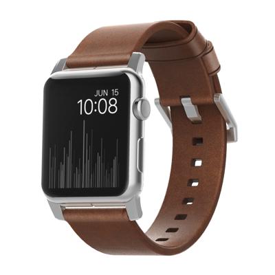 Nomad Modern leather band brown / silver hardware (45-49mm) - Rustic Brown Nomad Modern leather band brown / silver hardware (45-49mm) - Rustic Brown
