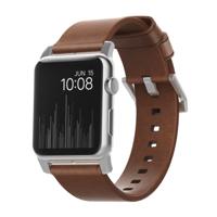 Nomad Modern leather band brown / silver hardware (45-49mm) - Rustic Brown - thumbnail