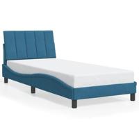 Bedframe met LED zonder matras "Hanko" fluweel blauw 80x200 cm - thumbnail