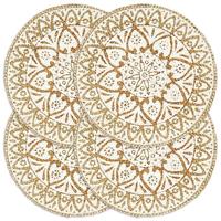 VidaXL Placemats 4 st rond 38 cm jute wit - thumbnail