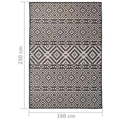 VidaXL Buitenkleed met patroon platgeweven 160x230 cm zwart